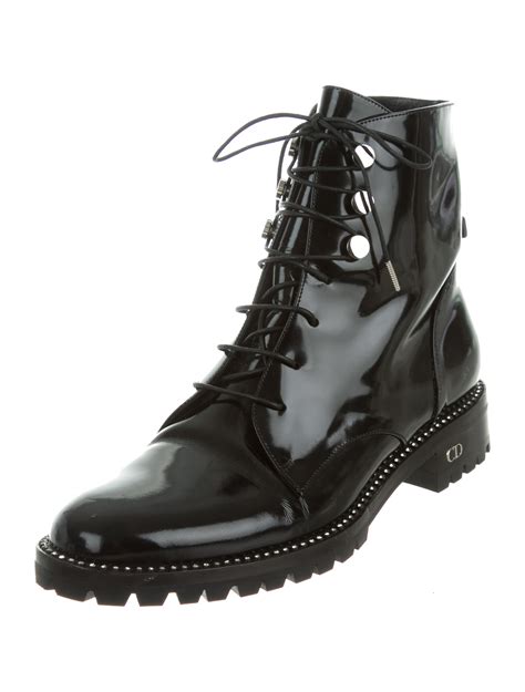 Christian Dior Rebelle Patent Combat Boots .